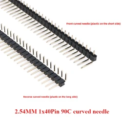 10Pcs/lot 2.54mm 1*40p 90 degree Right angle Single Row Male R/A Pin Header Positive/Reverse PCB Board Connector Pinheader