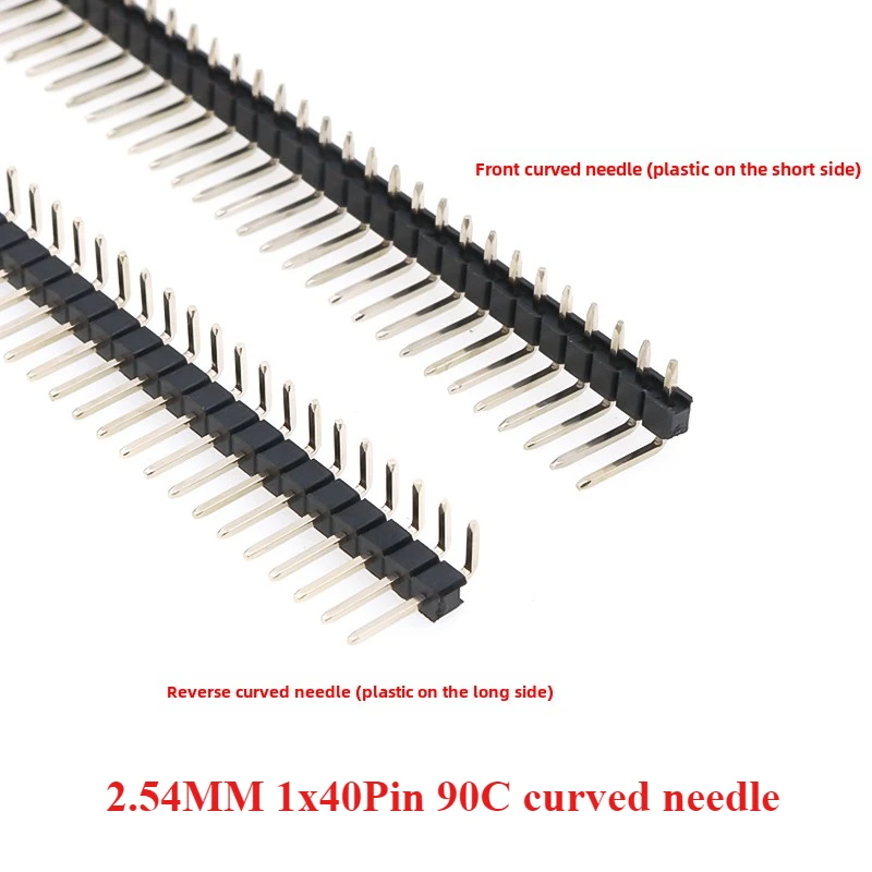 10Pcs/lot 2.54mm 1*40p 90 degree Right angle Single Row Male R/A Pin Header Positive/Reverse PCB Board Connector Pinheader