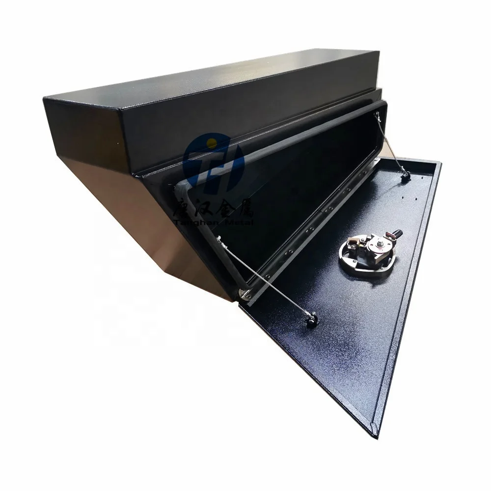 Waterproof Aluminum flat alloy plate tapered angle truck tool box underbody with black outside powder coating