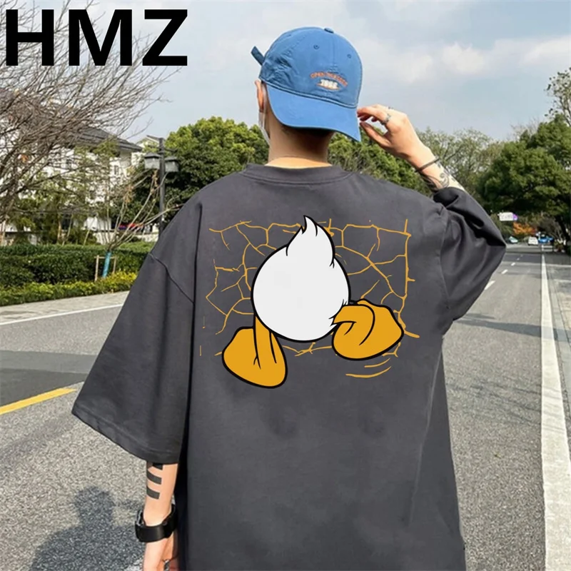 HMZ letnia moda męska T-shirty Hip-hopowe męskie codzienne nadruk kreskówkowy T-shirt bawełniany oversize główna ulica koszulki 5XL