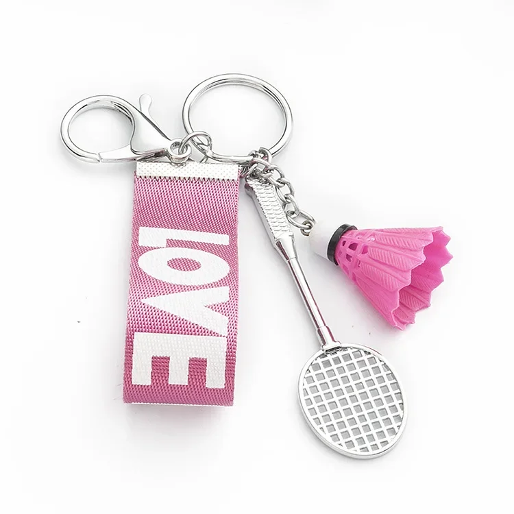 Funny Tennis Ball Mini Keychains Cute Sport Racket Pendant Keyring Key Chain Ring Finder Hole Accessories Gifts for Women Men