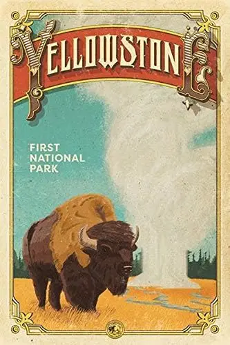 Vintage Metal Tin Sign Yellowston First National Park Bison for Home Bar Pub Kitchen Garage Restaurant Wall Deocr Plaque Si sign