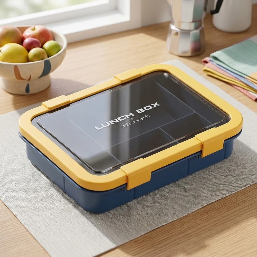 For Daily Commutes 5 Compartment Lunch Box Leak Resistant Lunch Container Lunchbox Brown 1500ml Total Capacity