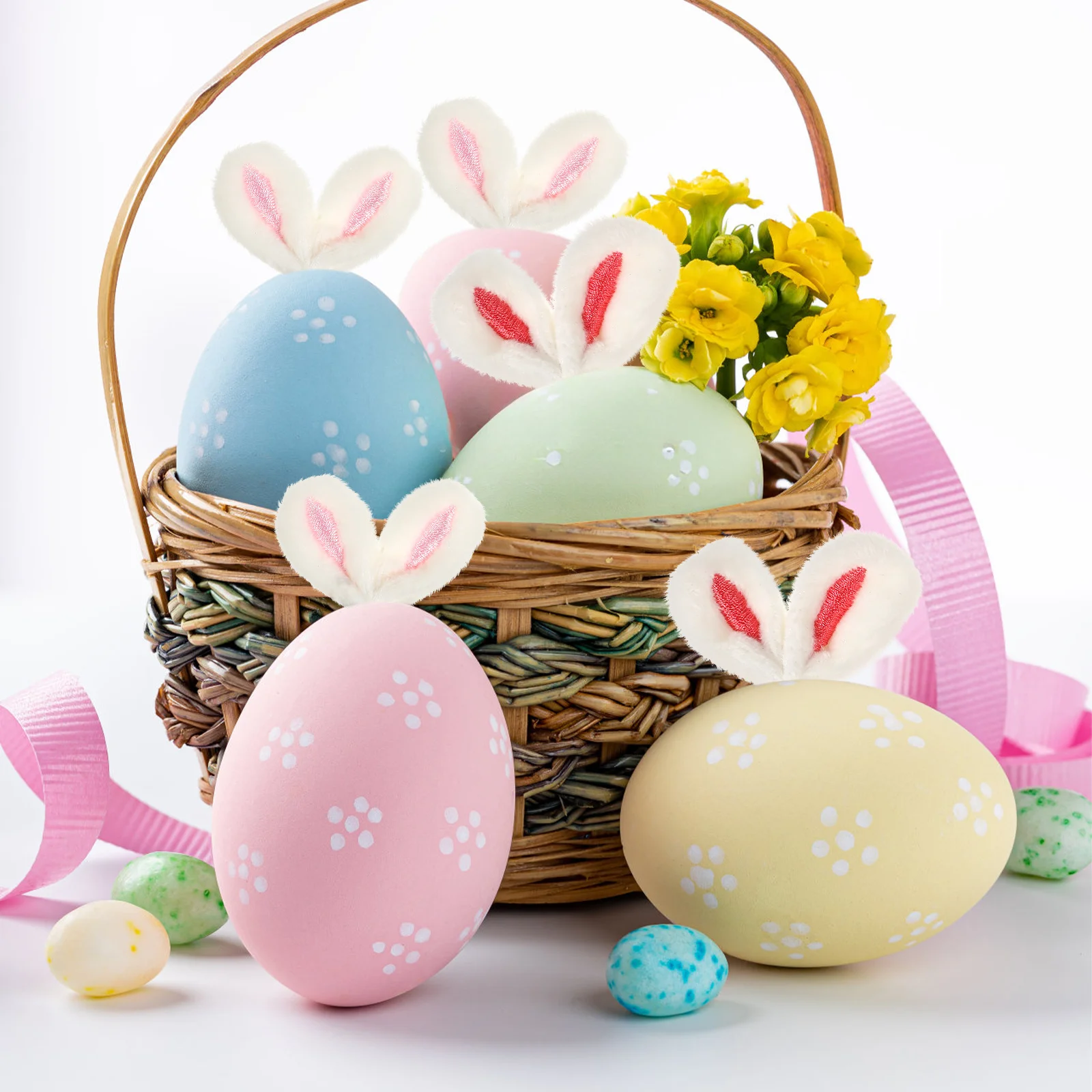 10Pcs Bunny Ears for Crafts Soft Fabric DIY Animal Ear Accessories Hair Clips Costume Decorations Bunny Accessories