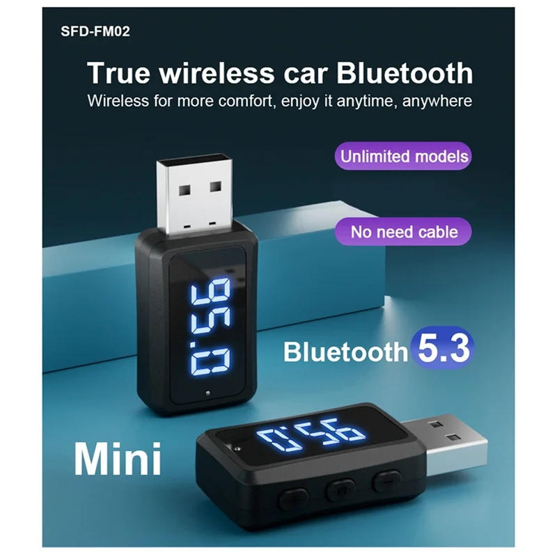Ingenious-Carbluetooth 5.3 FM02 Transmitter Receiver Hands Free Calling Mini USB Power Supply Car Kit Car Wireless Audio Car Rad