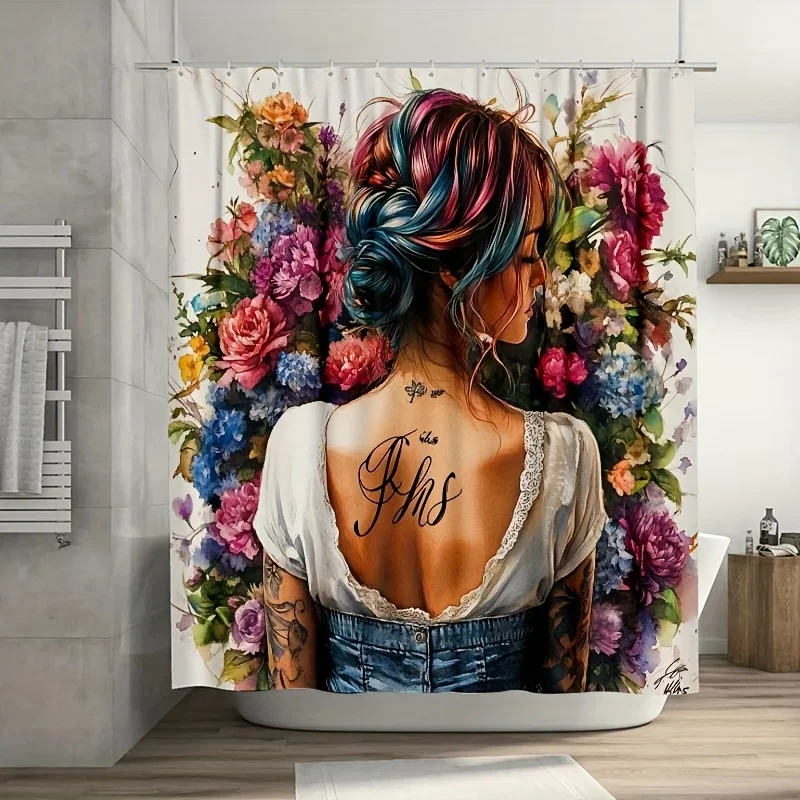 

~O ~ 1 шт. красочная женская занавеска для душа, прочный полиэстер, легко чистится, для декора ванной комнаты и окон