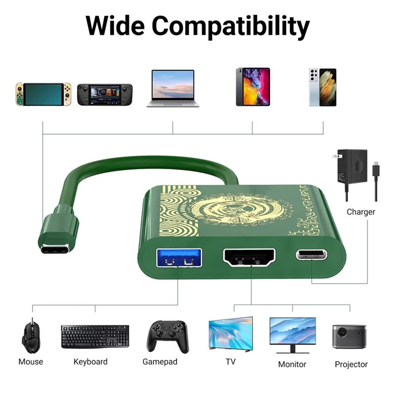 4K HDTV USB 3.0 منفذ و USB C شحن قاعدة السفر 100 واط PD شحن لنينتندو سويتش/نينتندو سويتش OLED نموذج