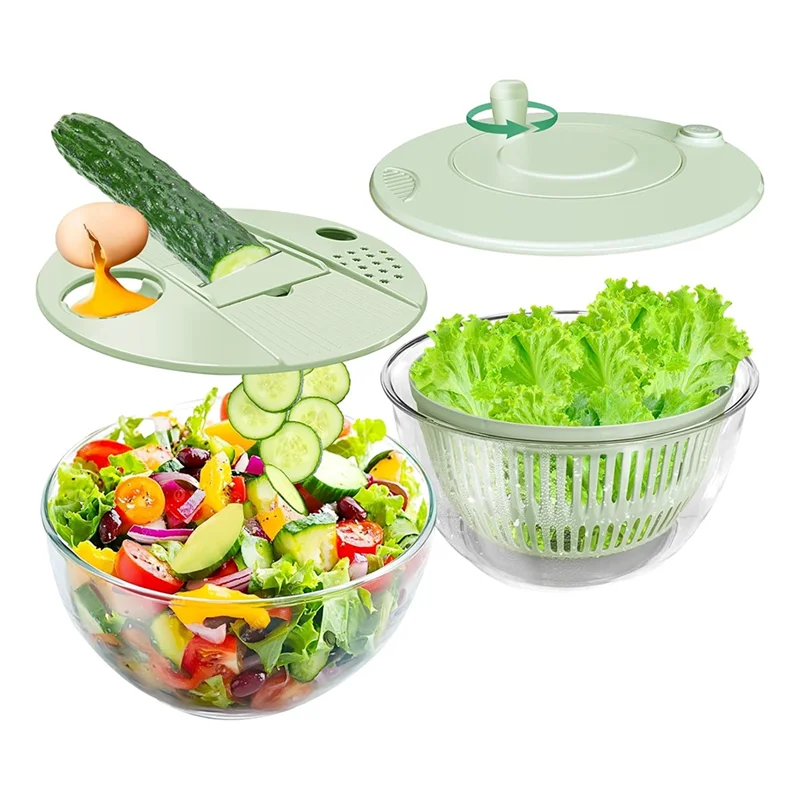 AT05-Pasta And Fries Dryer, Salad Spinner Large, Kitchen Colander, Vegetables Fruits Wash Bowl, Lettuce Spinner 5 Blades