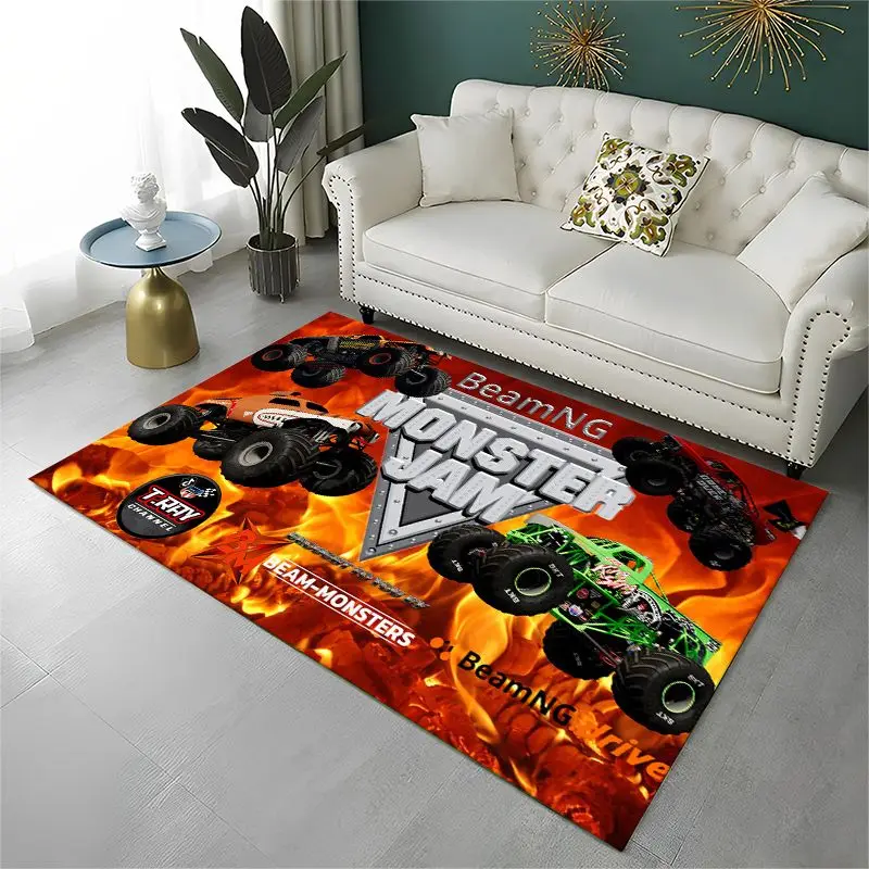 Cartoon Monster Truck Monster Jam Non-Slip Area Rug for Living Room,Bedroom,Playroom,Carpet Floor Mat Home Decor Rug  Room view 5