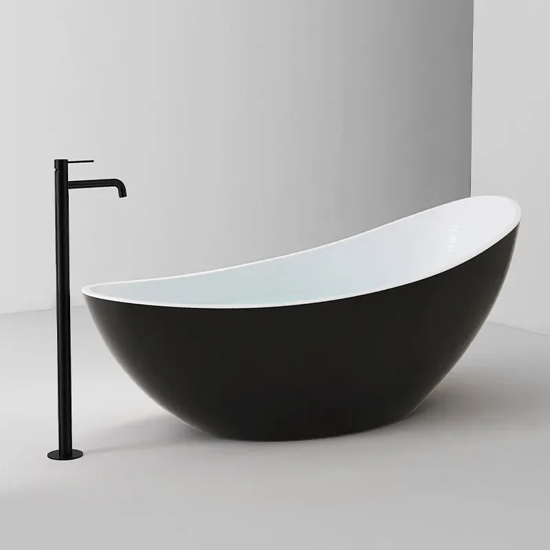 for Internet Celebrity Personalized Bed and Breakfast Bathtub Hotel Moon Tub Pure Acrylic Crescent Shape Outer Black Inner