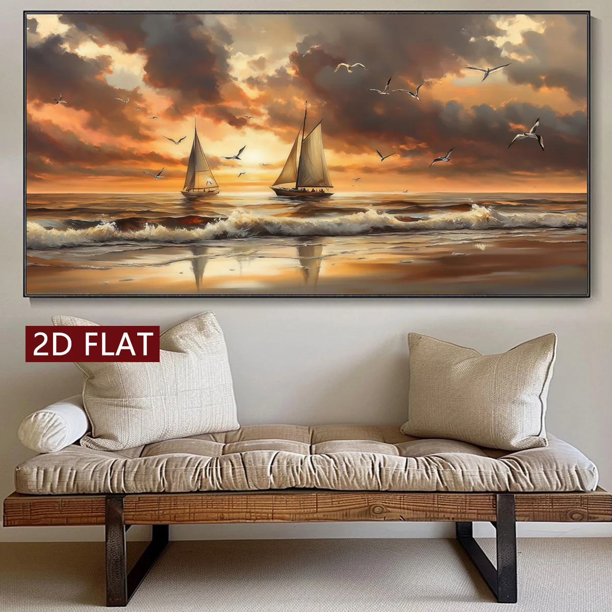 1pc Sailing Boats Over Ocean Waves Posters Canvas Prints Wall Art Painting For Living Room Bedroom Modern Unframed Home Decor