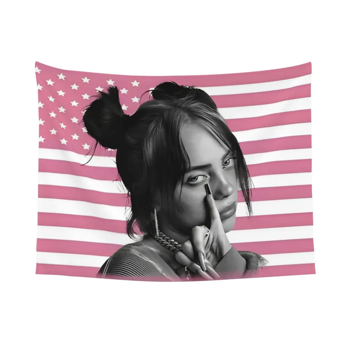 Billie Eilish American Flag Tapestry – Hippie Style Wall Hanging for Bedroom & Dorm Decor
