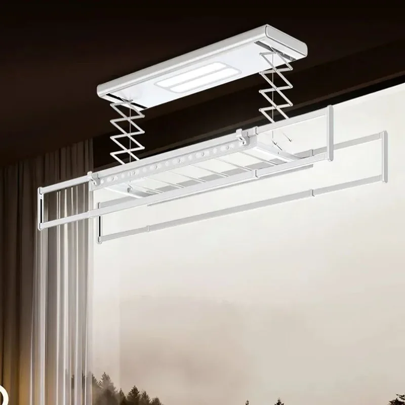 Electric Retractable Clothes Dryer Ceiling Hanger Foldable Smart Lift Aluminum Alloy with Light and Drying Function for Balcony