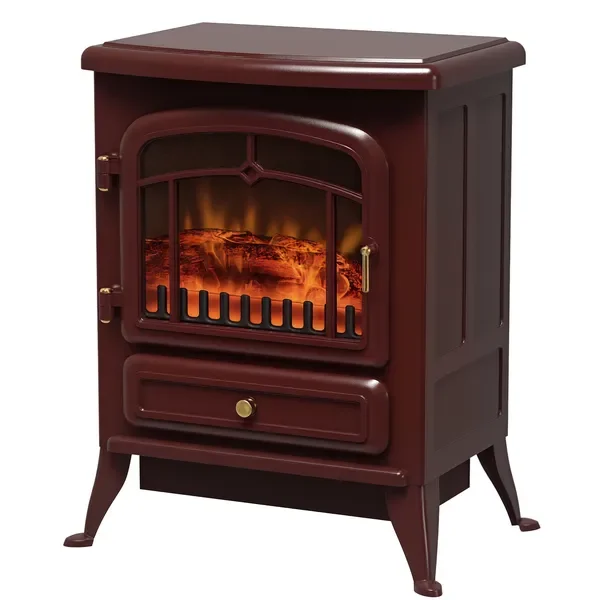 

HOMCOM 22' Electric Fireplace Heater, Freestanding Stove, Realistic LED & Logs, Overheating Protection, 725W/1450W, Red