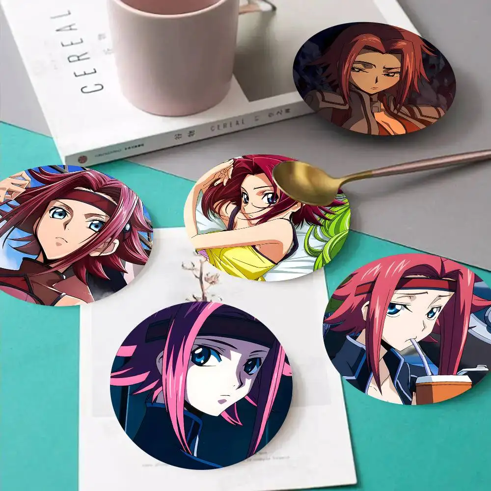 1pc Kallen Stadtfeld Anime characters Wooden Coaster Colour Printing Cup Mat Home Desk Decoration Gifts