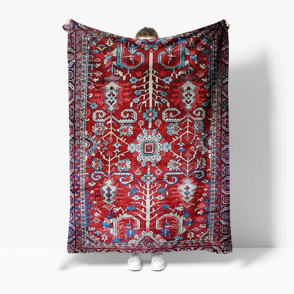 

Винтажный персидский ковер в стиле Килим, шерстяной лохматый напольный ковер, одеяло для кровати, домашний декор, акцентный чехол для подушки, красный, синий