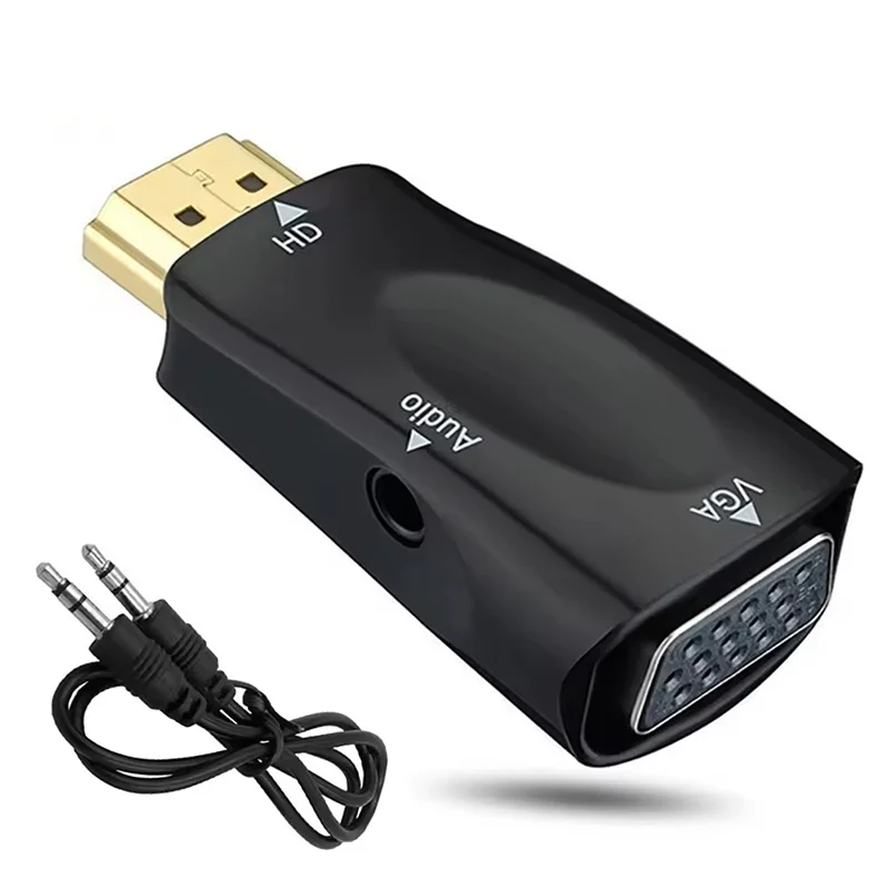 Male To Female VGA Converter With 3.5mm Audio Jack Cable For PC Laptop Tablet Stable Signal Transfer Display Link Office Meeting