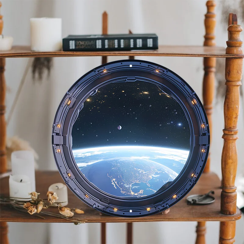 

Aluminum Metal Round Wall Sign, Dark Sci-fi Starship Deck Design, Waterproof HD Printing, Door Hanger, Wreath Decor, 8x8in, 1PC