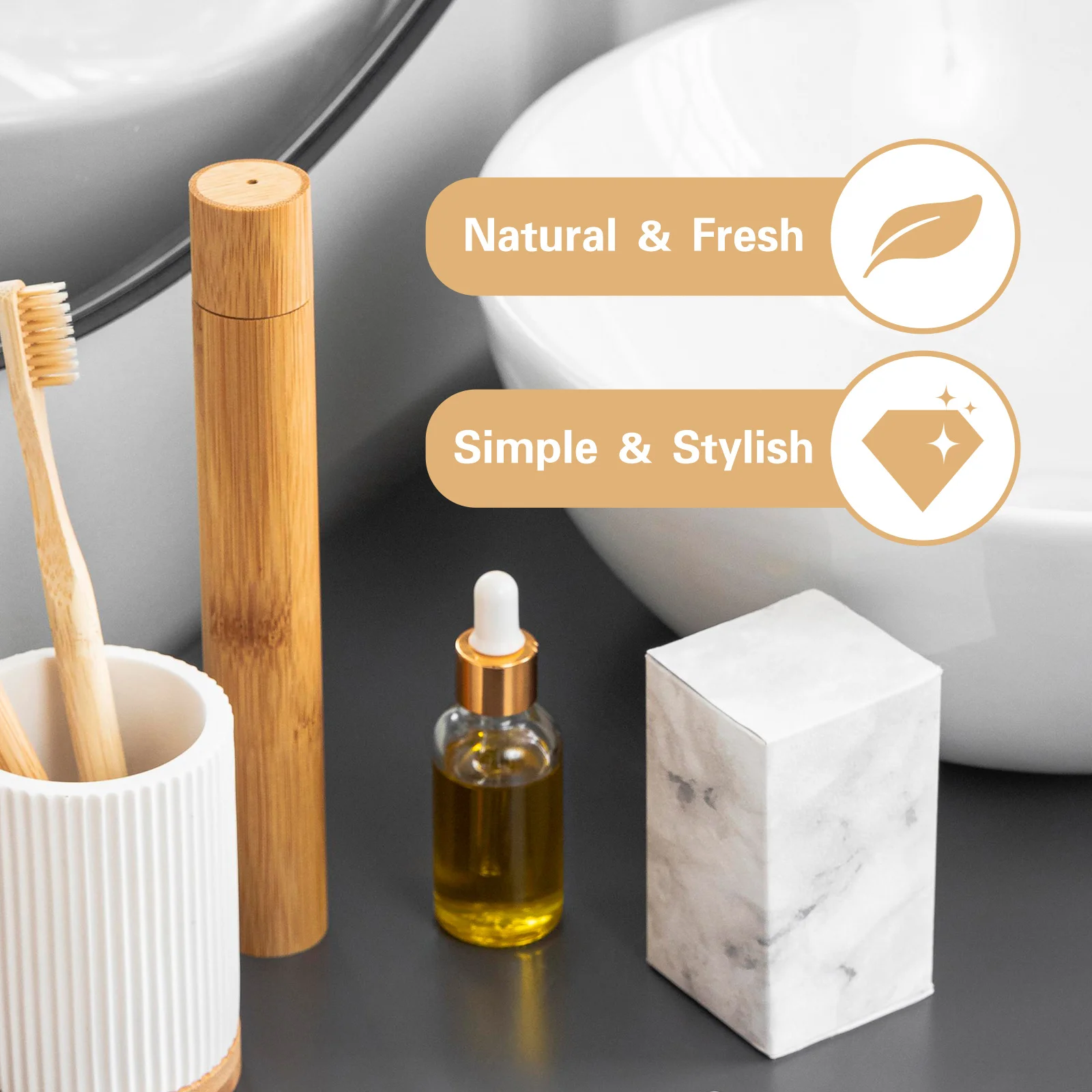 

1Set Bamboo Toothbrush Stands Rustic Holder Travel Case Portable Organizer Travel Toothbrush Case Bamboo Toothbrushes Holder