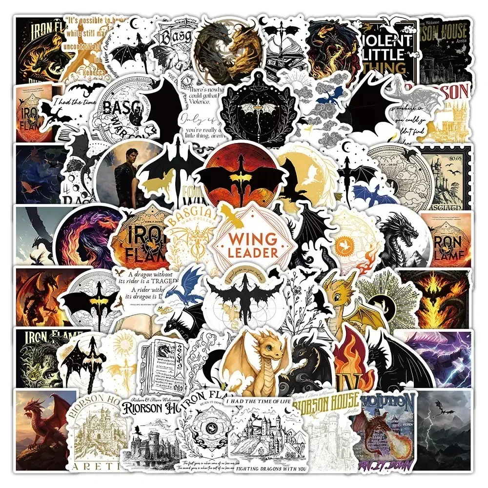 50/100 autocollants de dessin animé Fourth Wing Fantasy pour Kindle, skateboard, guitare, valise, congélateur, graffiti, autocollants cool, cadeau