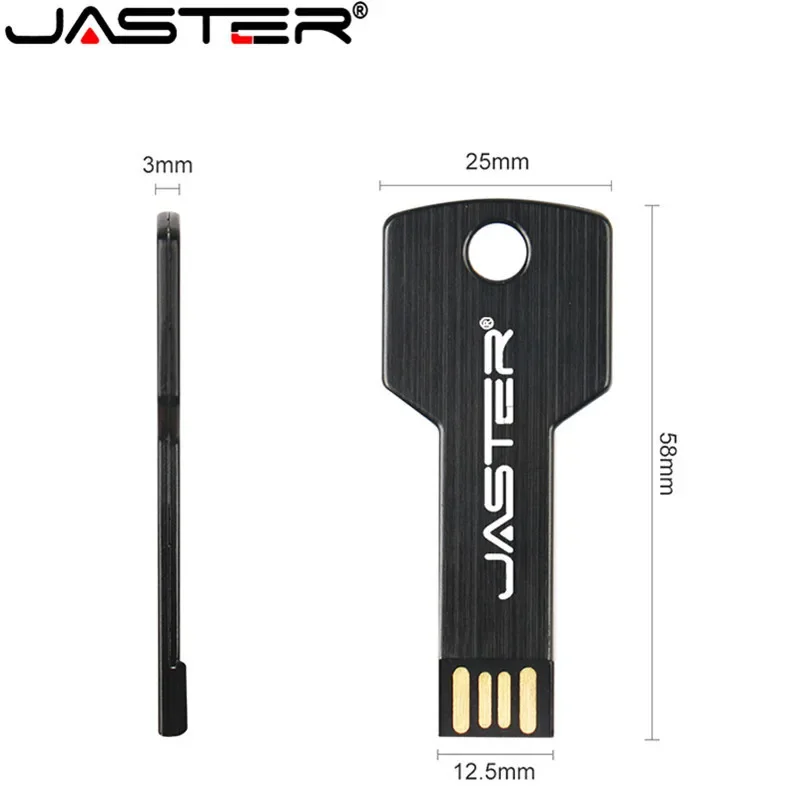 JASTER USB-Flash-Laufwerk aus Metall, 128 GB, schwarzer Memory Stick in Schlüsselform, 64 GB, kreatives Geschenk, USB-Stick, 32 GB, bunt, U-Disk, wasserdicht, 8 GB