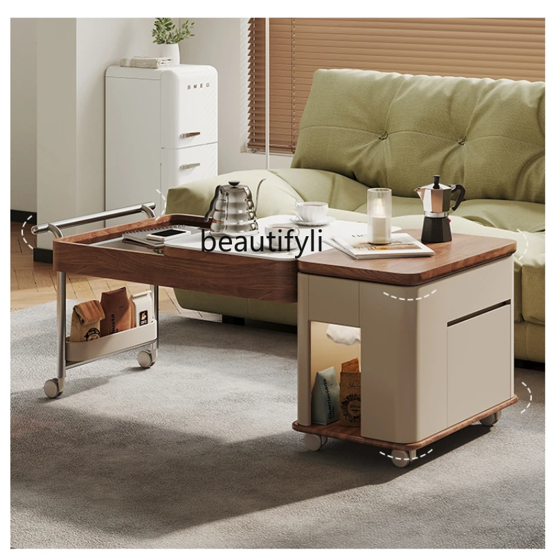 

Movable Coffee Table Living Room Multifunctional Lifting Table Board Tea Table Mobile Tea Cabinet