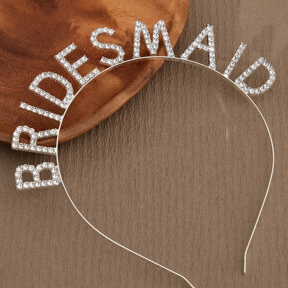 Criativo alfabeto dama de honra headpiece-noiva smaid completo strass bandana hairband festa de casamento acessórios para o cabelo