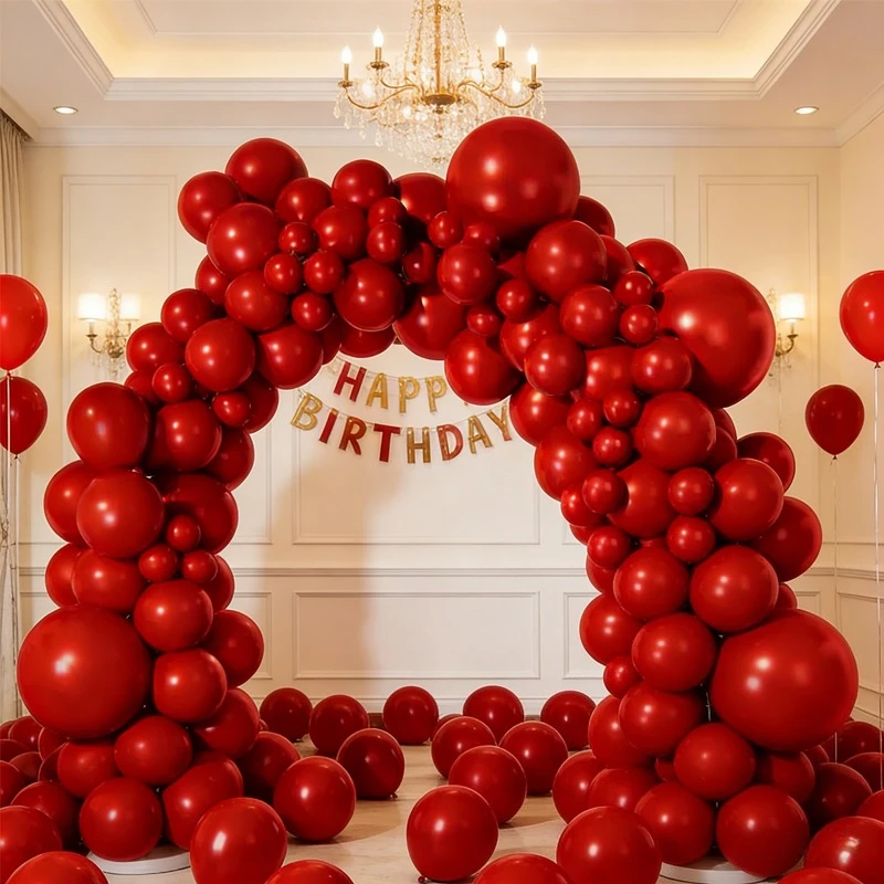 138Pcs Dark Burgundy Red Latex Balloons Kit 5/10/12/18" Dark Wine Red Balloons for Birthday Christmas Wedding Party Decoration - view 5