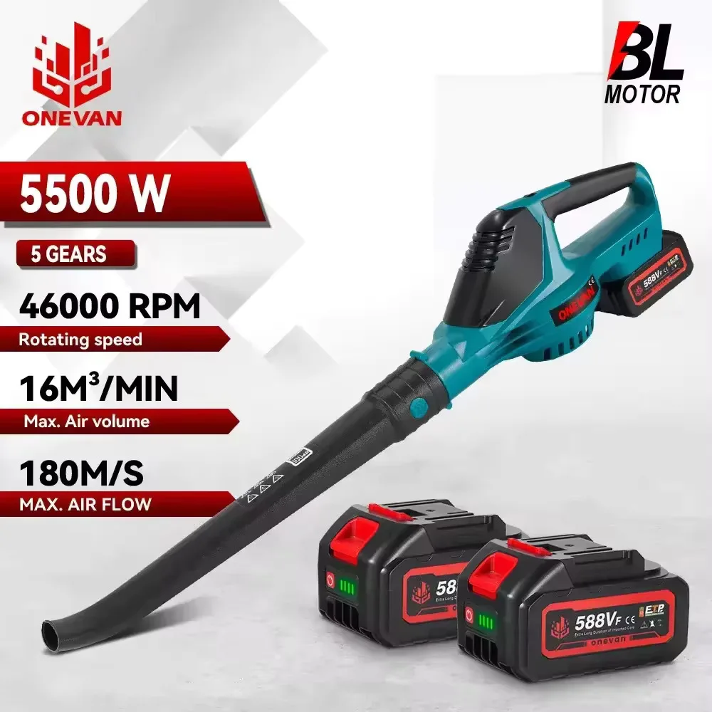 ONEVAN 5500 W bürstenloses elektrisches Luftgebläse, kabelloses Laubbläser, gefallene Blätter, Schnee, Staubreinigungswerkzeug für Makita 18 V-Akku
