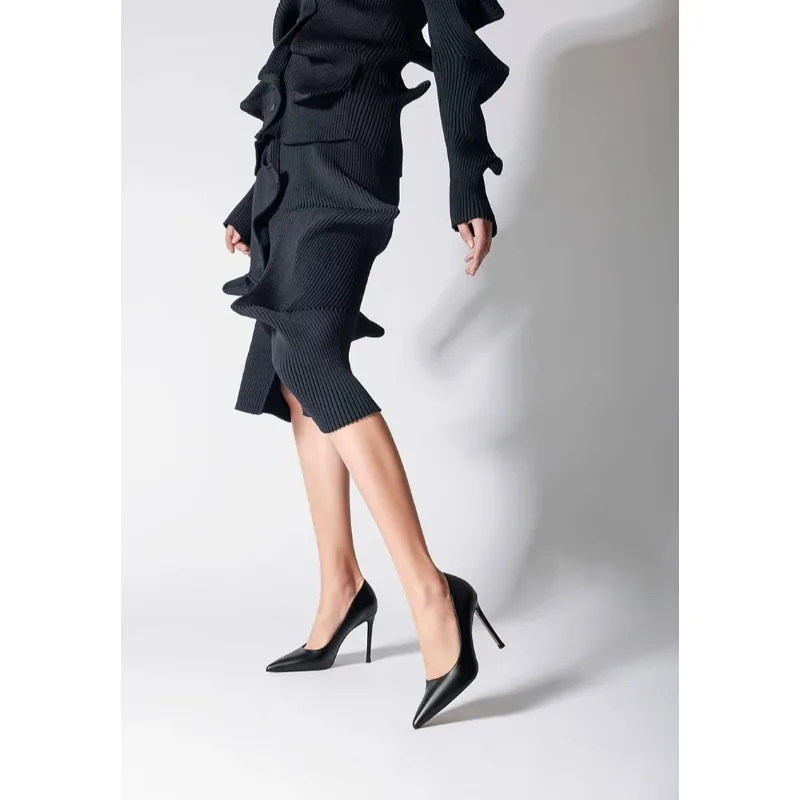 New sexy temperament pointed thin heel black cut men's high-end versatile high-heeled shoes for women's singles