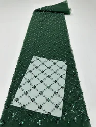 Green African Sequins Mesh Lace Fabric 2024 High Quality French Groom Lace Fabric Nigerian Lace Fabrics For Women Party Dress