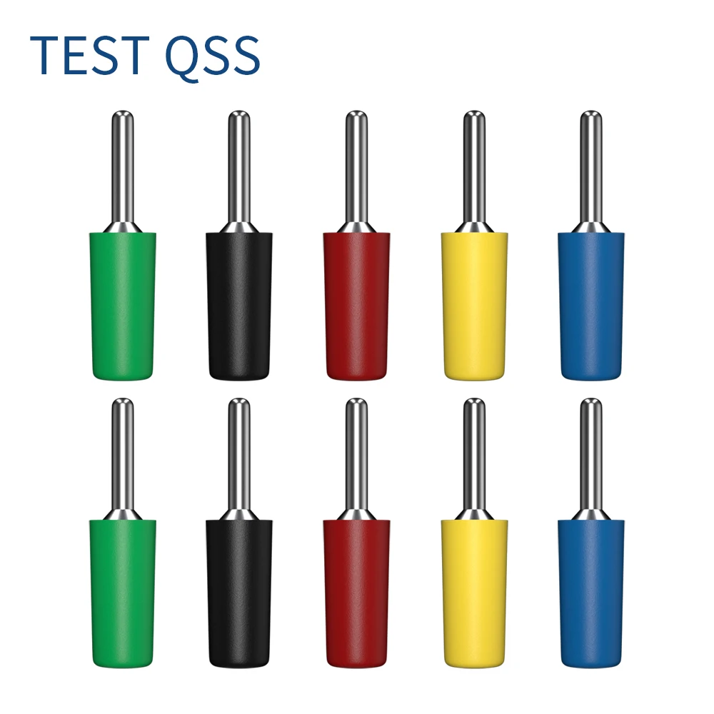 QSS 10 szt. 2MM wtyk bananowy niklowany zacisk elektryczny akcesoria do złączy 5 kolorów Q.10001