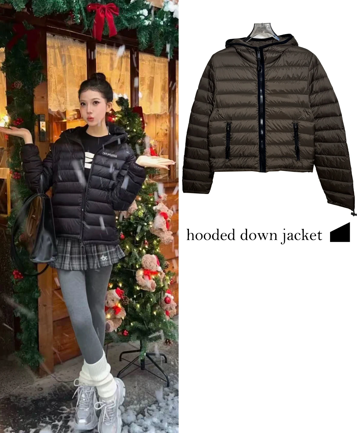 

FWRD Short Hooded Down Jacket Womens Autumn And Winter Casual Short Hooded Down Jacket Dark Brown Short Hooded Down Jacket