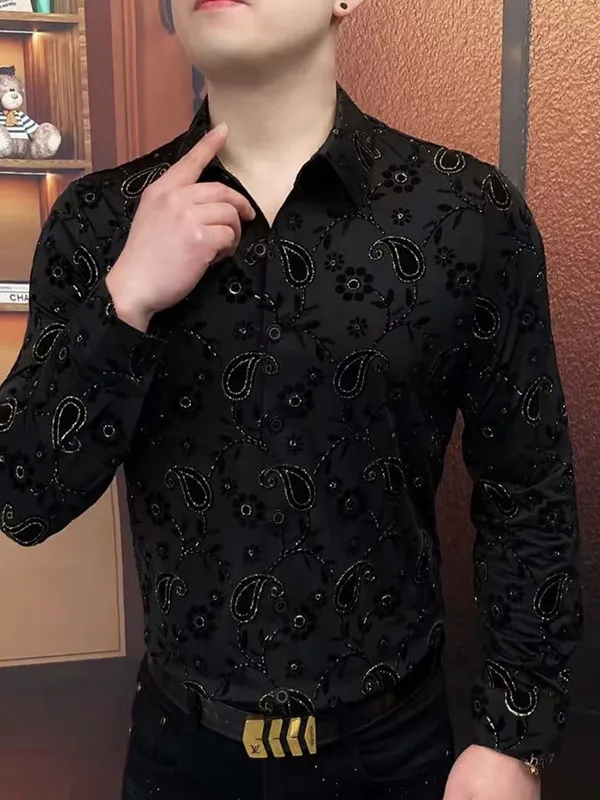 

Ele Bla Long Sve Casual irt Men's Collar Busin Casual Versatile Haome Trendy irt for Young Men