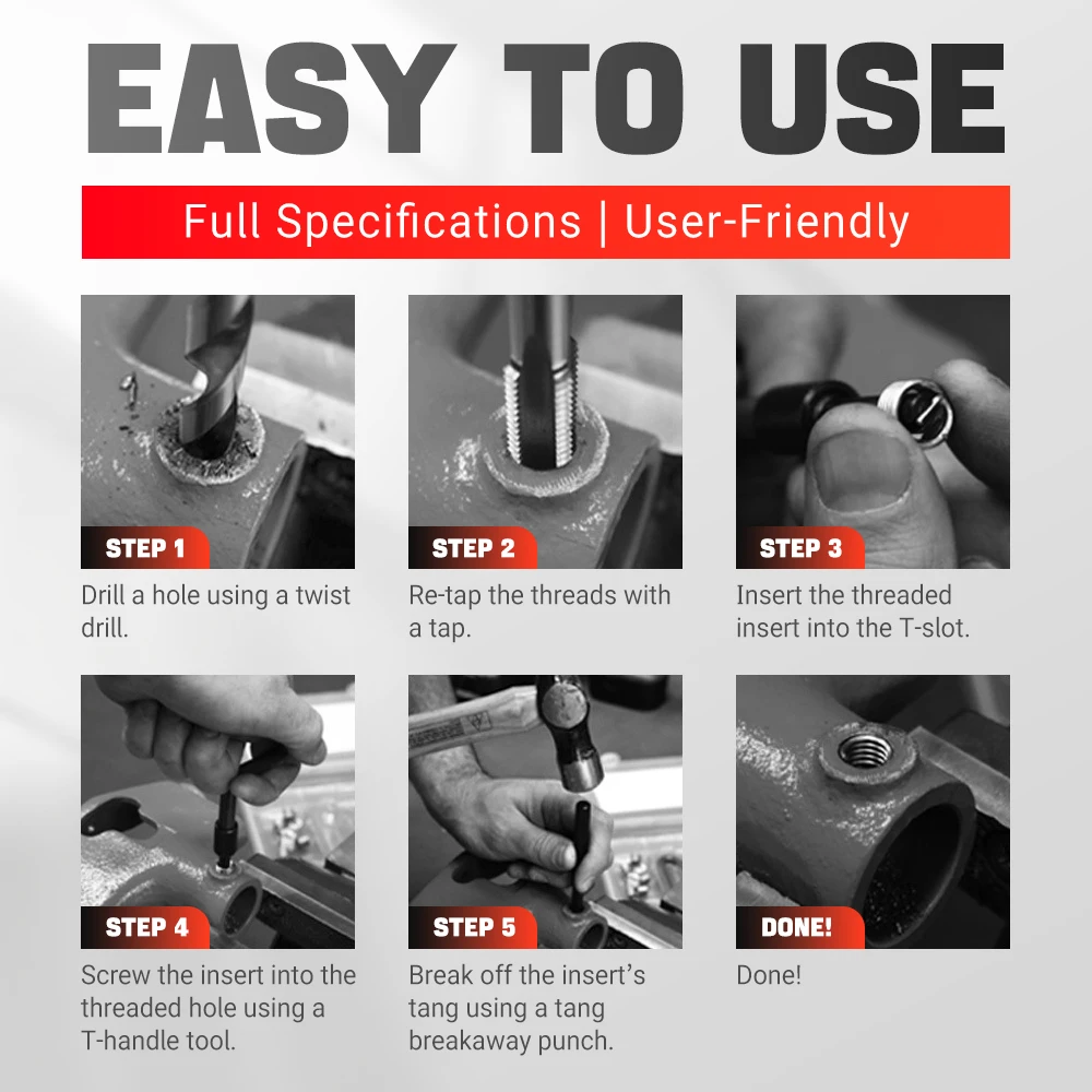 88–131 Stück Gewindereparatursatz M5-M12 Gewindeeinsätze mit Aufbewahrungskoffer für Automotorblock-Restaurierung und Garage, Werkstattwartung