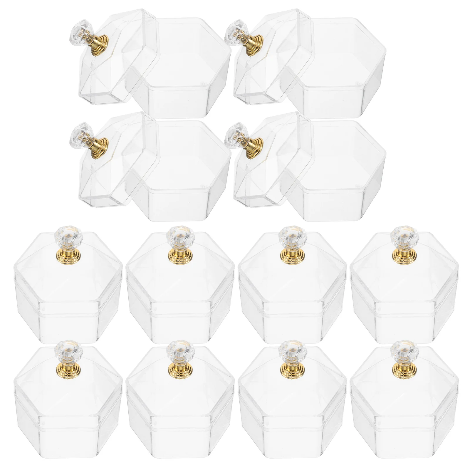 

12Pcs Elegant Clear Wedding Favor Candy Boxes Hexagon Plastic Treat Containers Small Candy Storage Boxes for Baby Shower