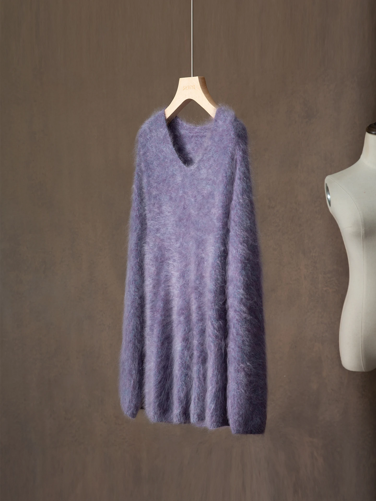 

100% Чистый Кашемировый Вязаный Свитер, Очень Толстый, Свободный Крой, Длинный V-образный Вырез, Мягкий Теплый Зимний Женский Модный Пуловер