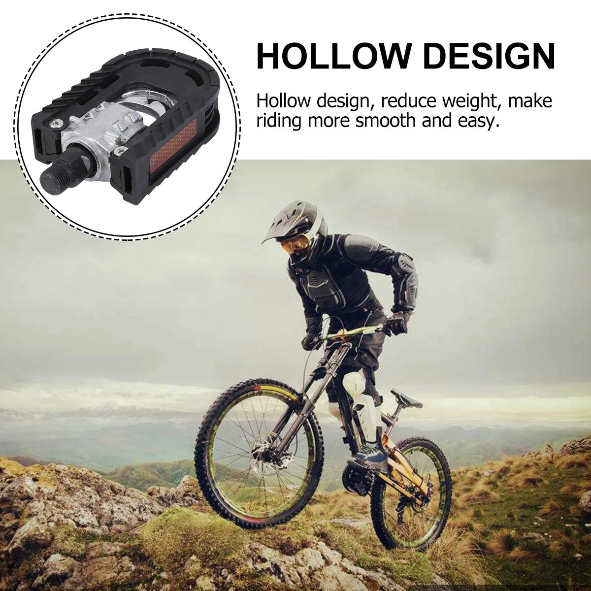 

2Pcs Foldable Pedals Carbon Steel Shaft Non-Slip Reflective Lightweight Hollow Design Suitable for Folding Mountain