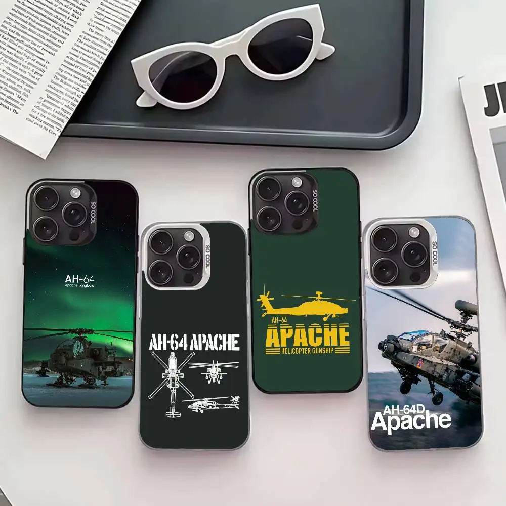 

A-Apache A-AH-64 Phone Case For iPhone 17,16,15,14,13,12,11 Plus,Pro Max,XS,Colored silver phone case