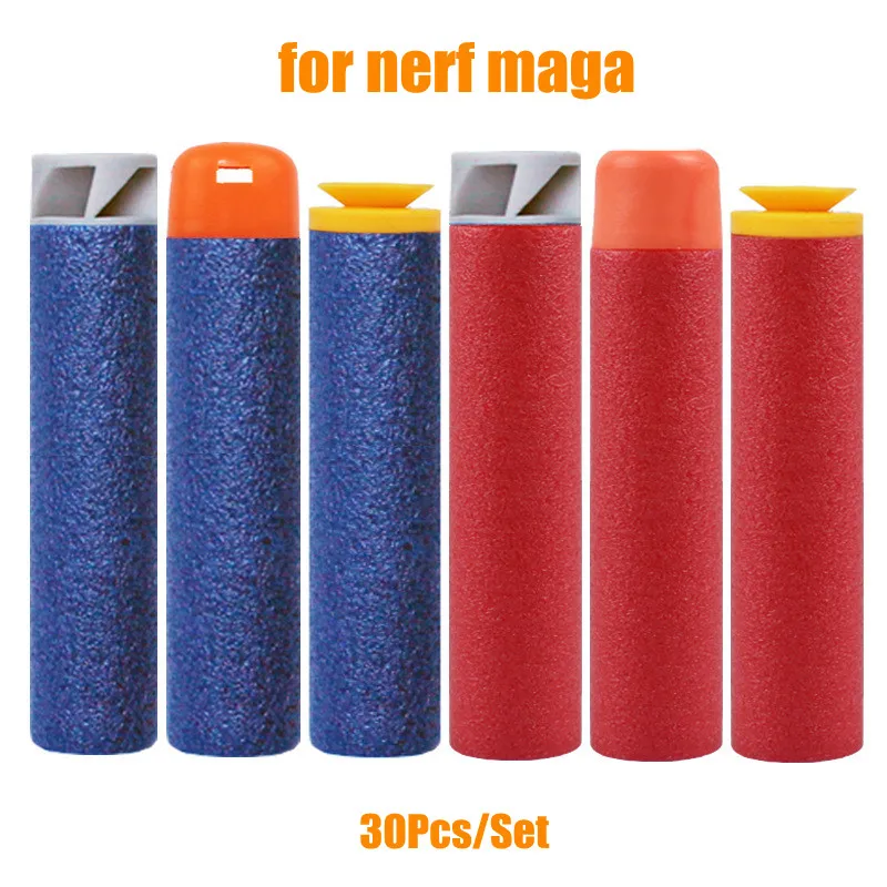 30Pcs Mega para Nerf 9.5cm Red Sniper Rifle Dardos Balas Mega Foam Recarga Dardos Big Hole Head Bullets para N-Strike Mega Series