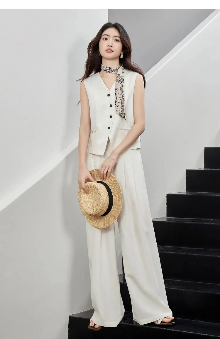 SENTUBILA Damen Weste mit V-Ausschnitt, Sommer 2026, Neues Minimalistisches Pendler-Design, Einfache Ärmellose Oberbekleidung mit Kordelzug, 162JA4957 – Detail 24