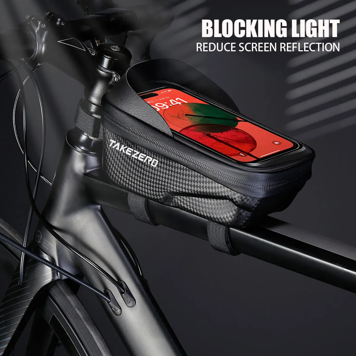 TAKEZERO A2 Torba na rower górski - Torba na przednią kierownicę z twardej skorupy EVA do rowerów szosowych, torba na kierownicę do telefonu