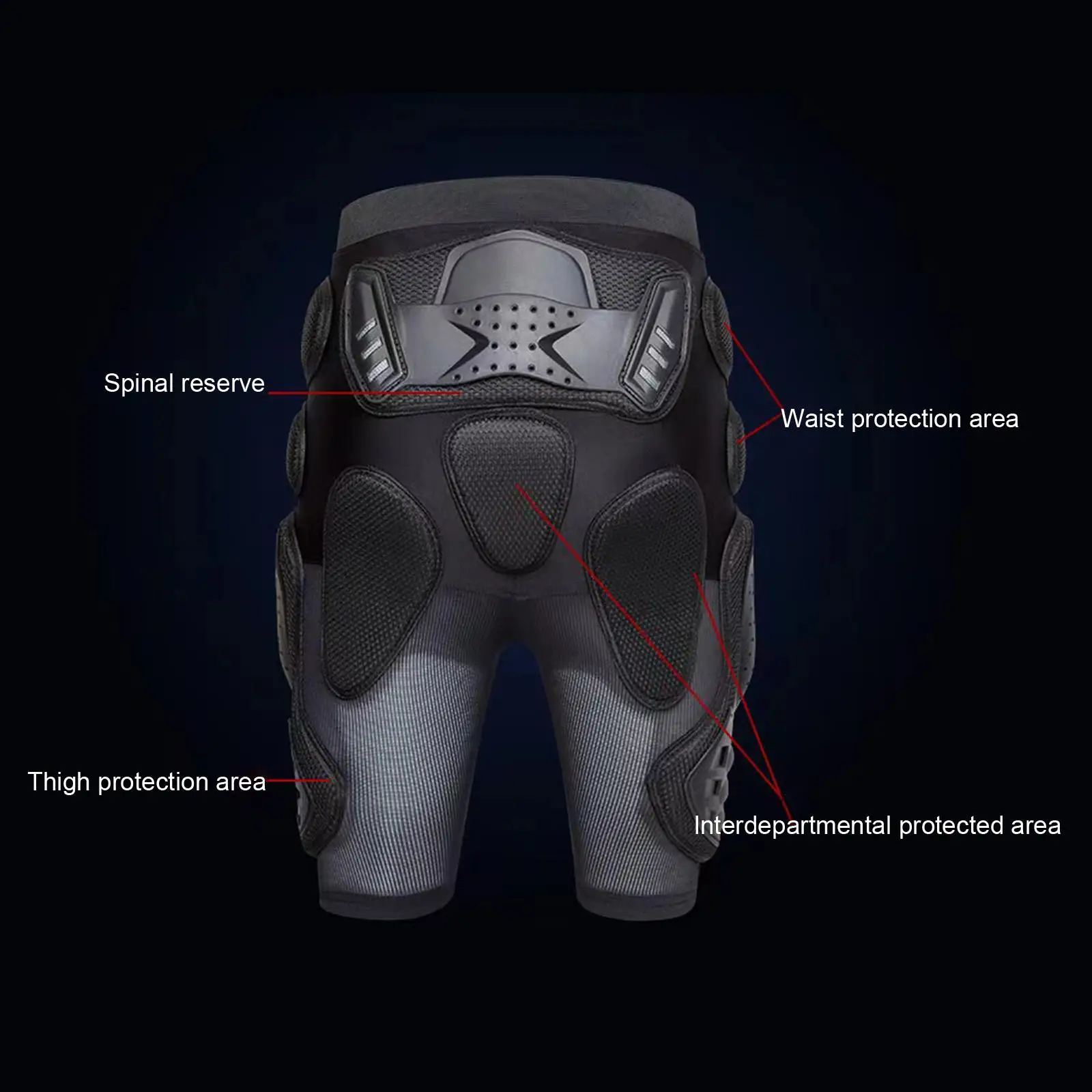 Protective Padded Shorts Cycling Short Pants Elastic Waist Black Impact Resistance 3D Hip Protection for Skateboarding