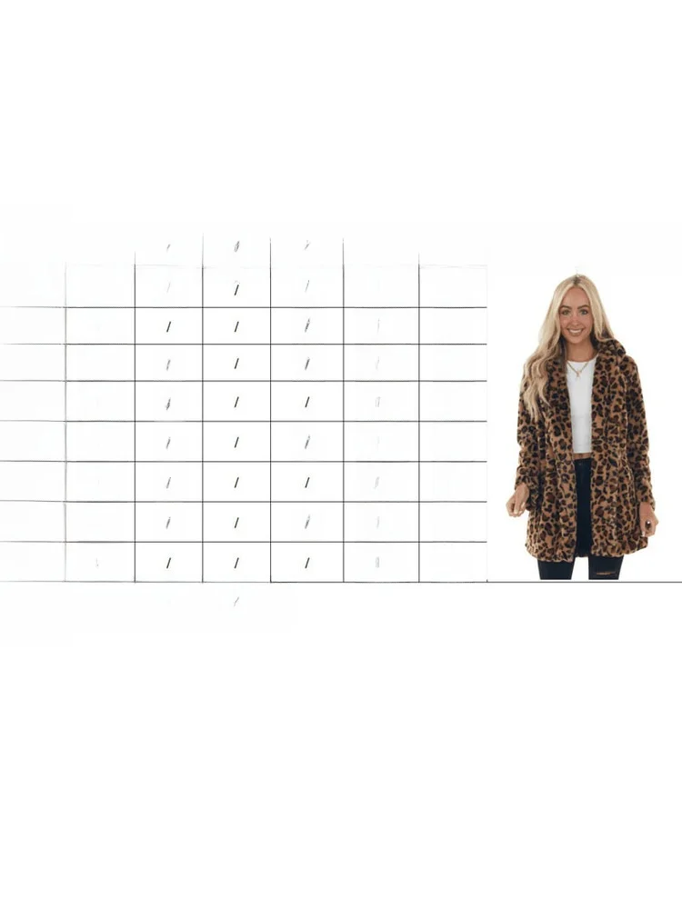 معطف نسائي فضفاض من Faionable Street Sle مع كيتس ملابس خارجية من الفرو المزيف للخريف والشتاء بطبعة الفهد ملابس خارجية غير رسمية #4