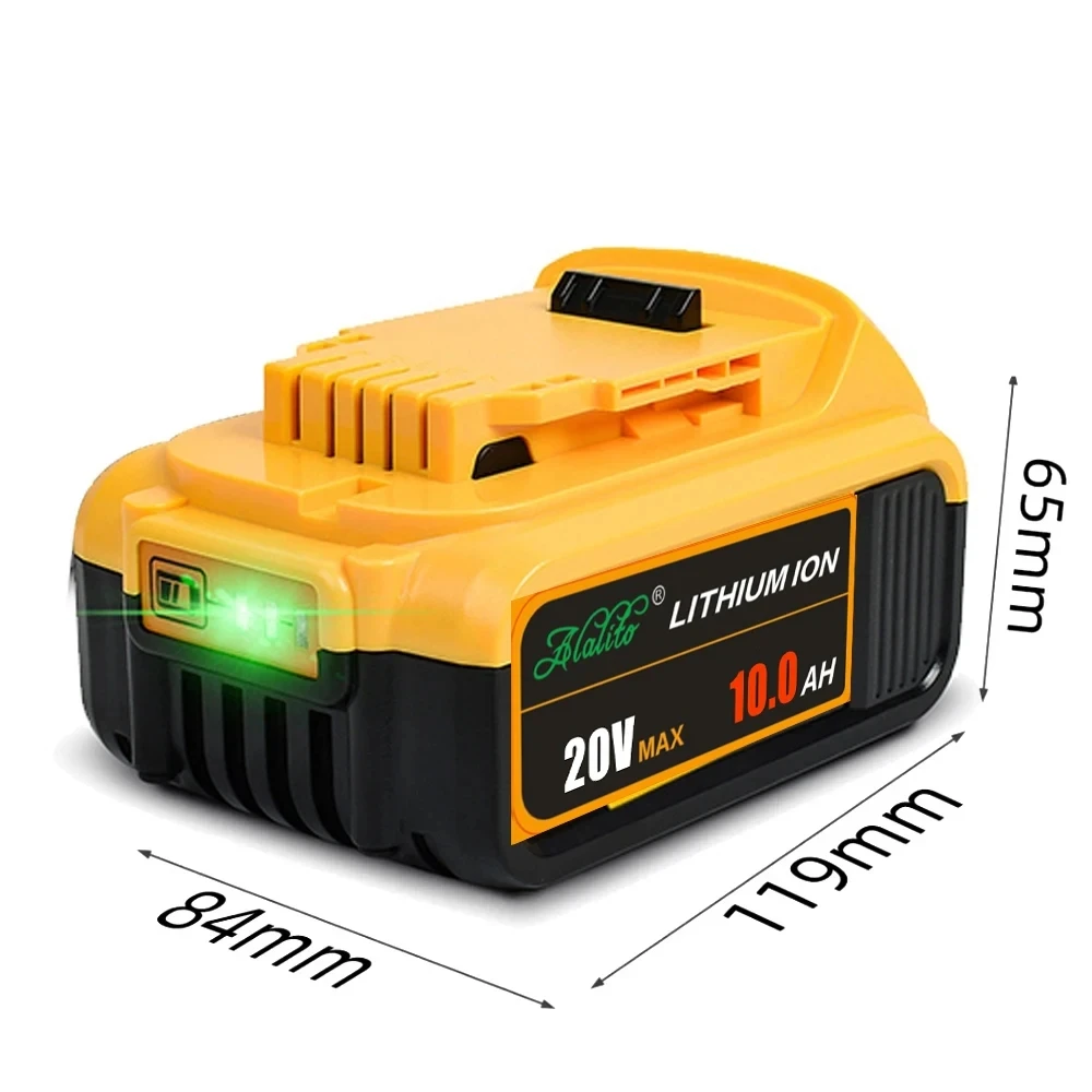 Imagem -06 - Bateria Li-ion Substituível 20v 10000mah Dcb200 Compatível para Dewalt 18 Volt Max Ferramentas 18650 Baterias de Lítio Atualização