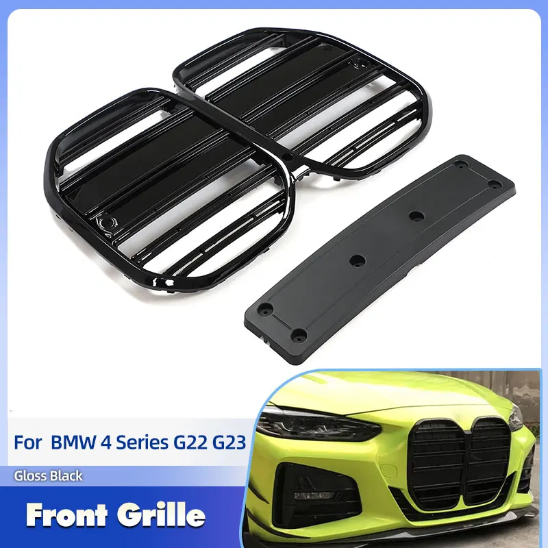 Car Front Bumper Grille ABS Glossy Black for BMW 4 Series G22 G23 430i 2021-2024 Replacement Racing Grills Grill Trims Body Kit
