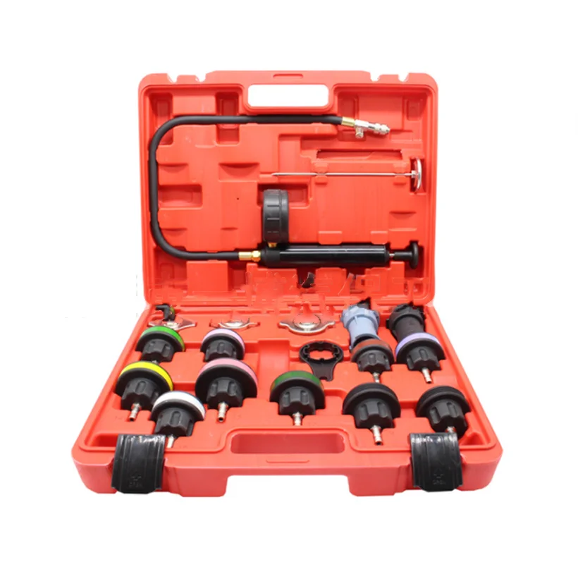 

18pcs Universal Radiator Pressure Tester Tool Kit Cooling System Testing Tool Water Tank Leakage Detector Nylon Material