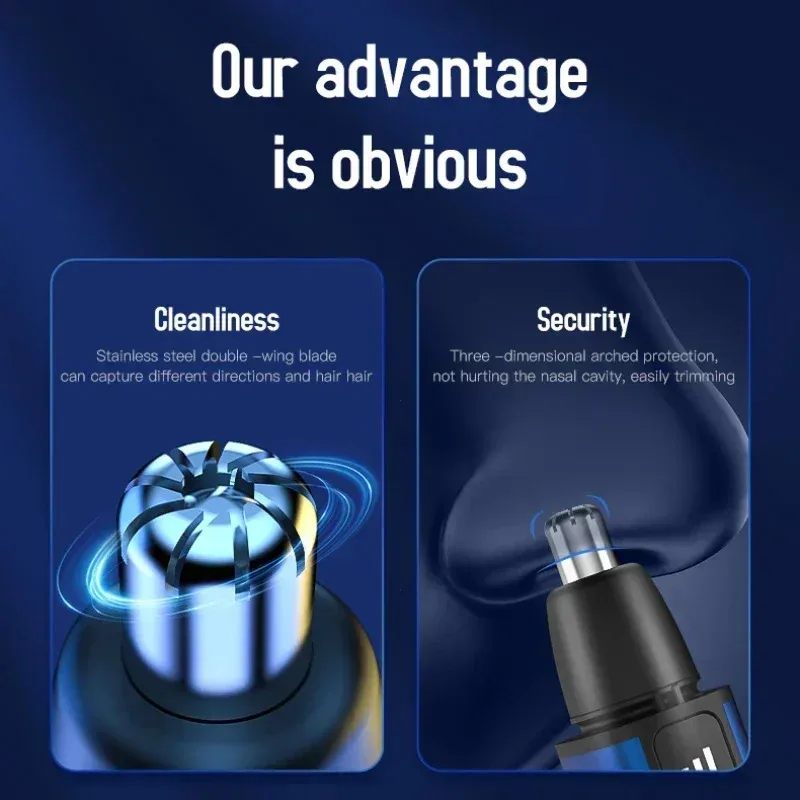 Portable LED Display Nose Hair Remover Electric Nose Hair Trimmer USB Charging Safety Face Hair Cleaning Care Kit