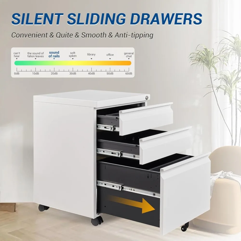 خزانة ملفات عمودية متنقلة مع قفل، وحجم قانوني/حرف، وحدة تخزين مكتبية مجمعة مسبقًا لإدارة المستندات الآمنة