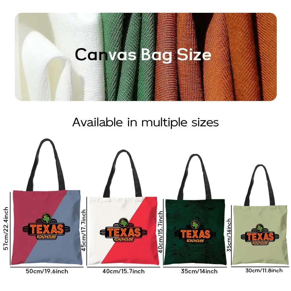 Aesthetic Canvas School Shoulder Bag Lightweight Grocery Shopping Bag Road trip restaurant travel tips T-Texas Roadhouse